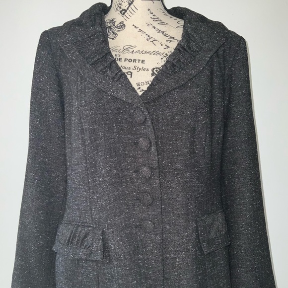 Ruffed Collar Classic Look Ruffle Trim Blazer - Picture 2 of 6